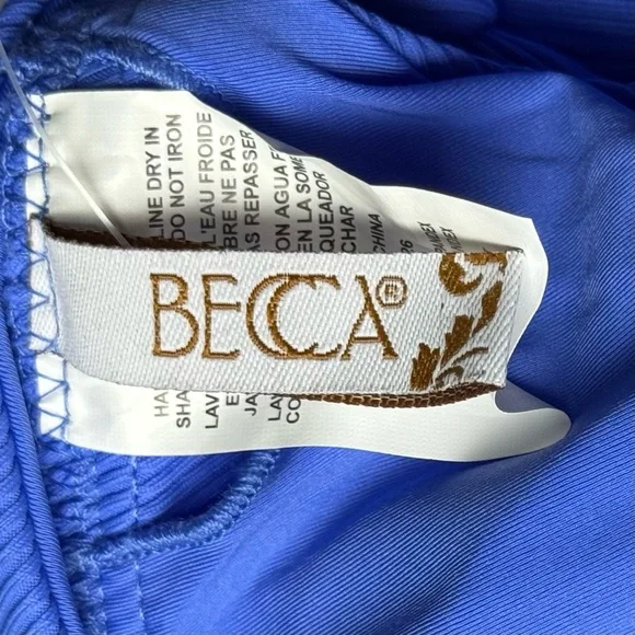 BECCA Bright Periwinkle Blue Ribbed Bikini Crisscross Back Bikini Top NWT Size M - Picture 8 of 12